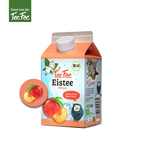 TeeFee Bio Eistee Pfirsich, 8er Pack (8 x 500ml) | zuckerfrei | ohne Kalorien | kalter Tee für Klein und Groß
