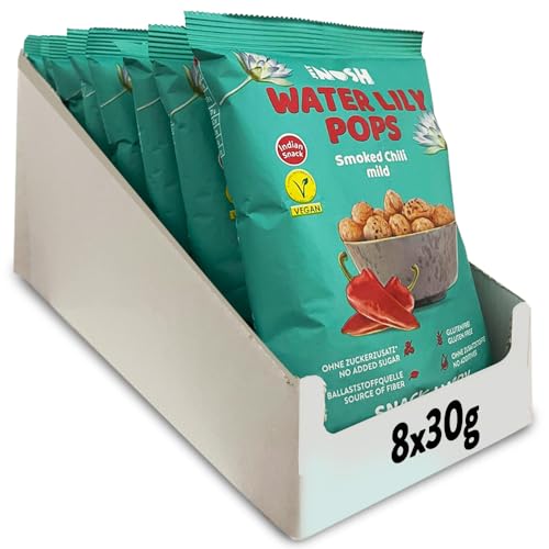 Just Nosh Water Lily Pops - Smoked Chili - Pack of 8, glutenfrei, vegan, gewürzt, party snack