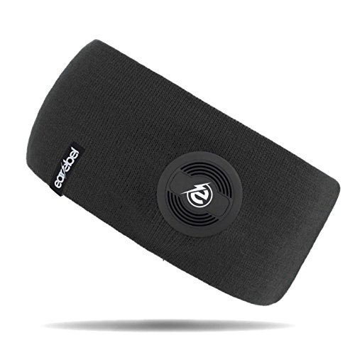 Earebel Lifestyle Slim Headband in Schwarz - kabellose Übertragung über Bluetooth ( Mit integriertem, kabellosen Bluetooth - Kopfhörern und integriertem Mikrofon zum Telefonieren )
