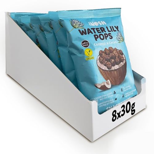 Just Nosh Water Lily Pop – Kokosnuss & Kakao (240 g) – Snacks für Kinder, Erwachsene und Jugendliche – frei von Allergenen – ohne Zusatzstoffe