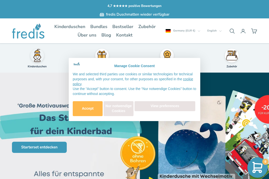 fredis Kinderdusche Website