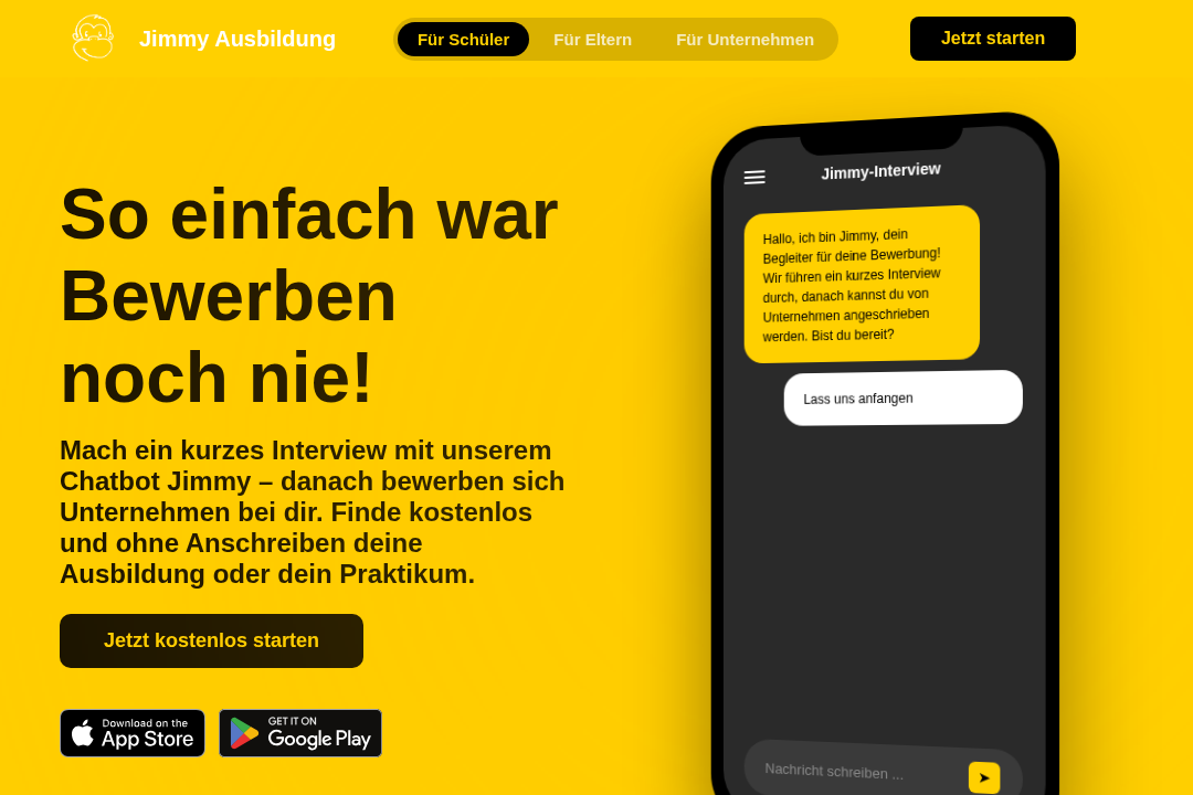 Jimmy Ausbildung Website