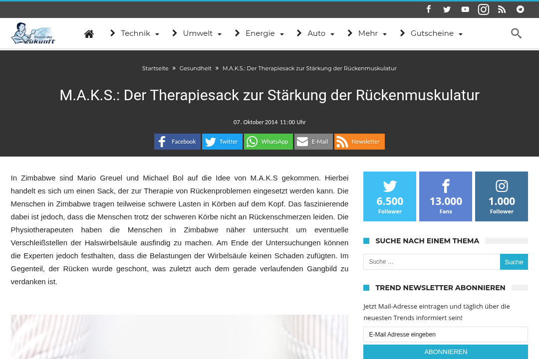 M.A.K.S. Therapiesack Website