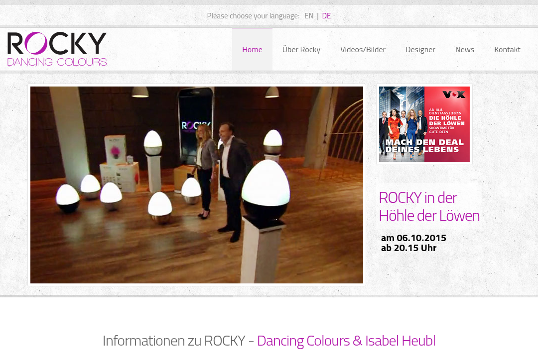 ROCKY Dancing Colours Website