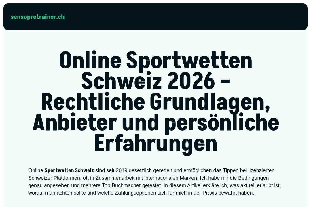 SensoPro Trainer Website